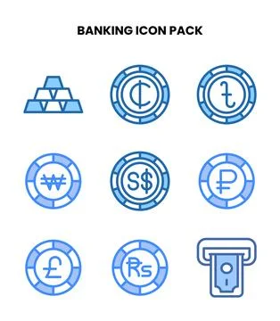 Banking Two Colour Vector Icons Pack Stock Illustration