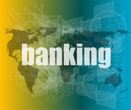 Banking word on touch screen, modern virtual technology background vector quo Stock Illustration