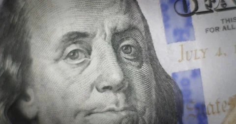 Banknote 100 dollars USA close-up. Real money macro shot. Stock Footage 182297740
