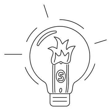 Banknote is burning in a light bulb. Stock Illustration