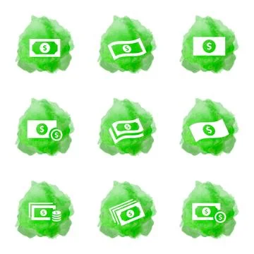 Banknote, cash stack icon set Stock Illustration
