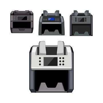 Banknote counting machines processing cash currency operations Stock Illustration