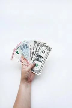 Banknote on hand Stock Photos