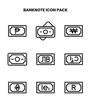 Banknote Line Icons Pack Stock Illustration
