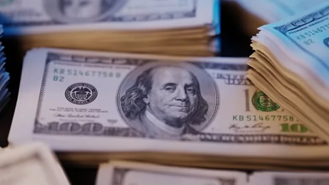 Banknote money dollar spin camera Stock Footage 254657925
