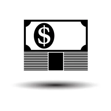 Banknote On Top Of Money Stack Icon 스톡 일러스트