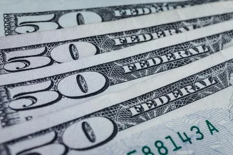Banknotes 50 usd counting stack respectively background, american dollar, fin Stock Photos