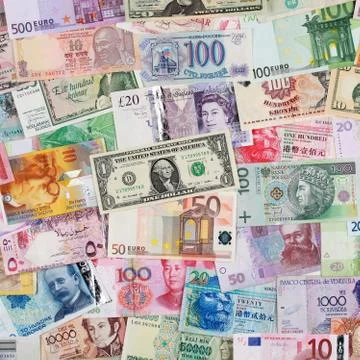 Banknotes from all over the world Stock Photos