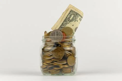 Banknotes and coins Stock Photos