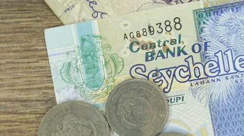 Banknotes and coins of Seychelles Stock Footage 62980293