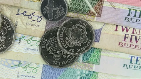 Banknotes and coins of Seychelles Stock Footage 62980338