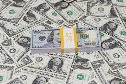 Banknotes background pattern. Dollars money texture pattern. Cash banking b.. Stock Photos