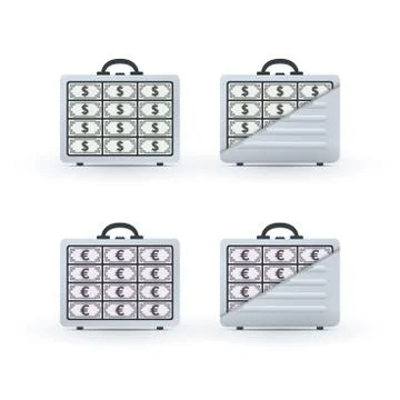 Banknotes in briefcases Stock Illustration