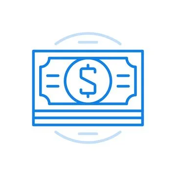 Banknotes bundle vector line icon. Rich investment and savings in successfu.. Stock Illustration