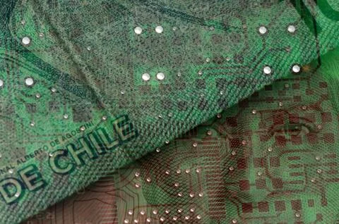 Banknotes of Chile with printed circuit Stock Photos