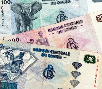 Banknotes of the congo isolated on white background Stock Photos