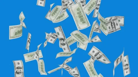 Banknotes dollars bills falling and flying on green screen Stock Footage 316721440