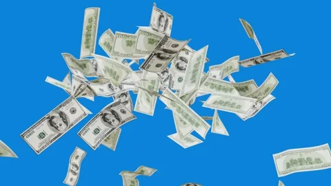 Banknotes dollars bills falling and flying on green screen Stock Footage 316721444
