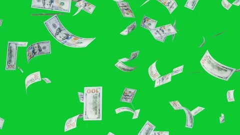 Banknotes dollars bills falling and flying on green screen Stock Footage 316721619