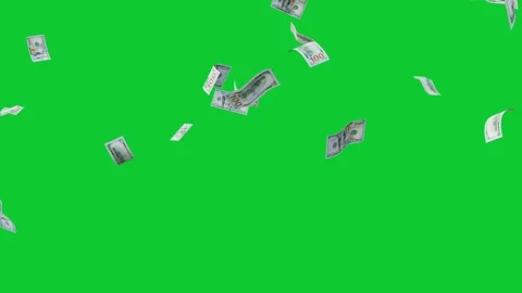 Banknotes dollars bills falling and flying on green screen Stock Footage 316721643