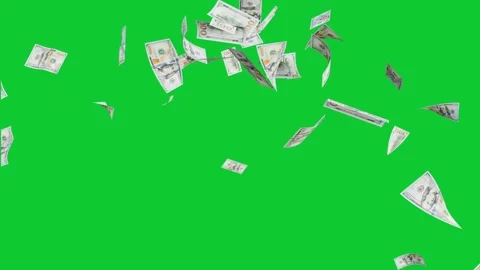 Banknotes dollars bills falling and flying on green screen Stock Footage 316721663
