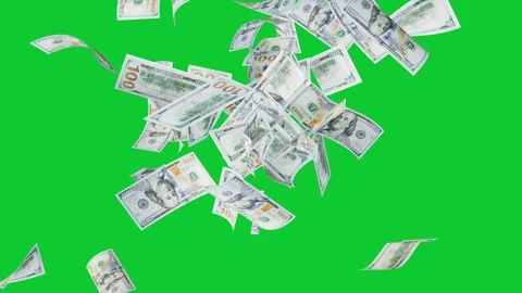 Banknotes dollars bills falling and flying on green screen Stock Footage 316721724
