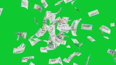 Banknotes dollars bills falling and flying on green screen Stock Footage 316721814