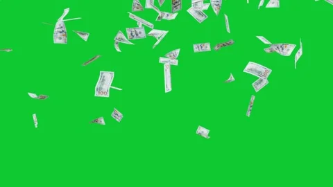 Banknotes dollars bills falling and flying on green screen Stock Footage 316721824