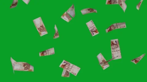 Banknotes dollars bills falling and flying on green screen Stock Footage 316721886