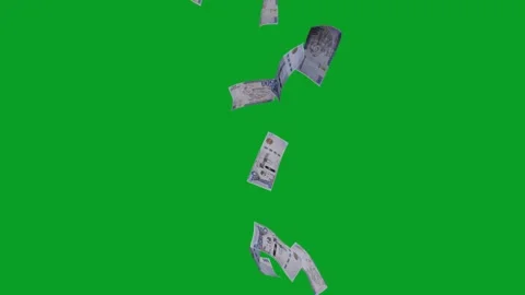 Banknotes dollars bills falling and flying on green screen Stock Footage 316721895
