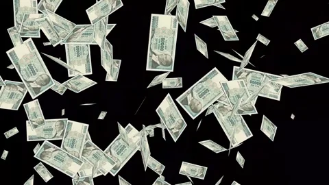 Banknotes dollars bills falling and flying on green screen Stock Footage 316721931