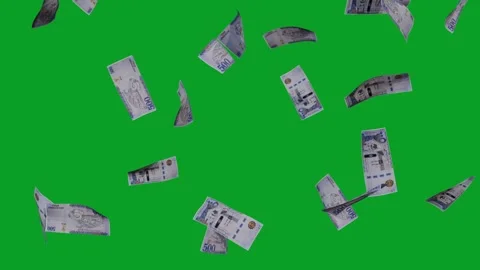 Banknotes dollars bills falling and flying on green screen Stock Footage 316721935
