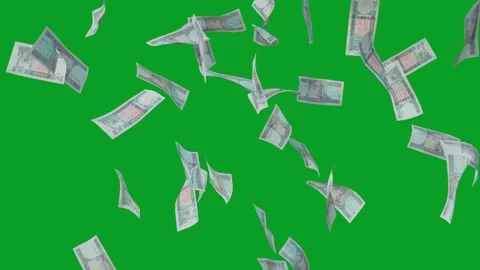 Banknotes dollars bills falling and flying on green screen Stock Footage 316721964