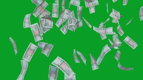 Banknotes dollars bills falling and flying on green screen Stock Footage 316721988