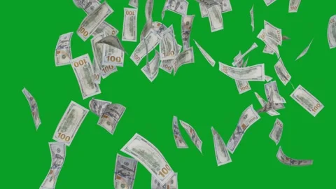Banknotes dollars bills falling and flying on green screen Stock Footage 316721992
