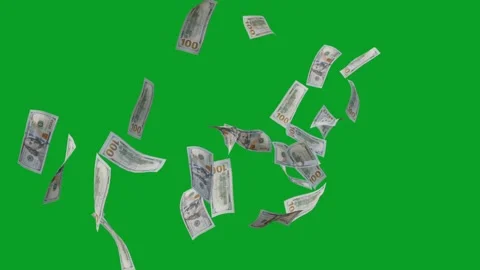 Banknotes dollars bills falling and flying on green screen Stock Footage 316722014