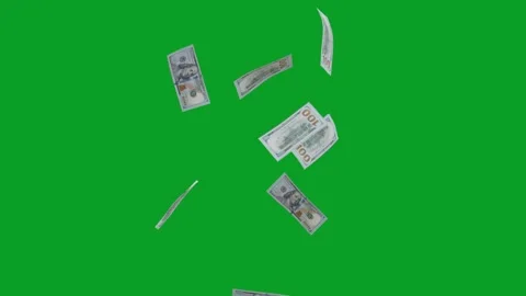 Banknotes dollars bills falling and flying on green screen Stock Footage 316722028
