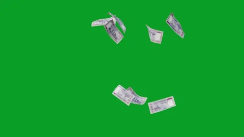 Banknotes dollars bills falling and flying on green screen Stock Footage 316722045