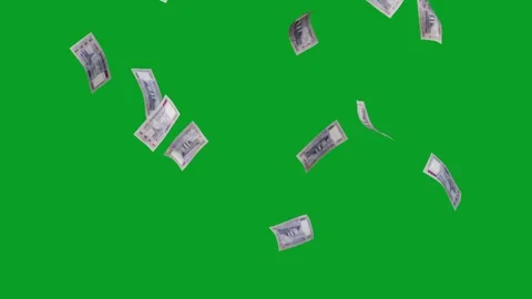 Banknotes dollars bills falling and flying on green screen Stock Footage 316722047