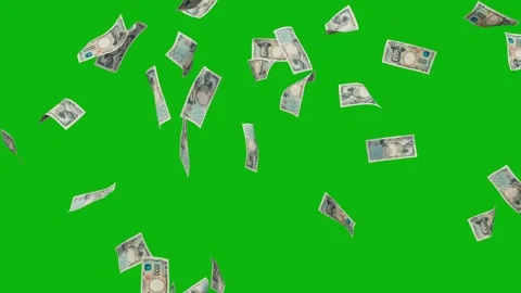 Banknotes dollars bills falling and flying on green screen Stock Footage 316722225