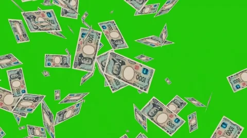 Banknotes dollars bills falling and flying on green screen Stock Footage 316722343