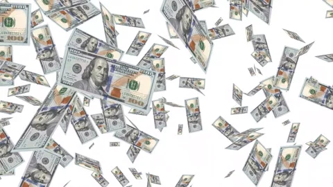 Banknotes dollars bills falling and flying on green screen Stock Footage 316722361