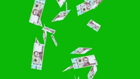 Banknotes dollars bills falling and flying on green screen Stock Footage 316722438