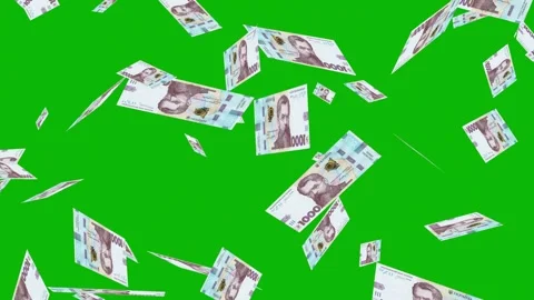 Banknotes dollars bills falling and flying on green screen Stock Footage 316722479