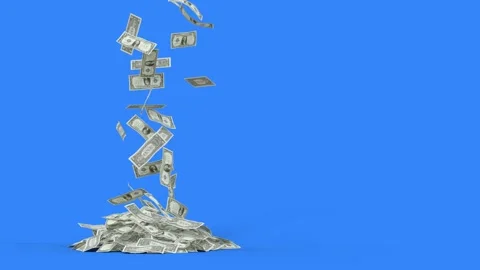 Banknotes fall from the sky and form a pile of money - 3D rendering 스톡 동영상 321636525