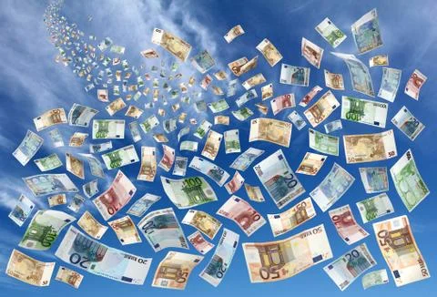Banknotes falling from the sky Stock Illustration