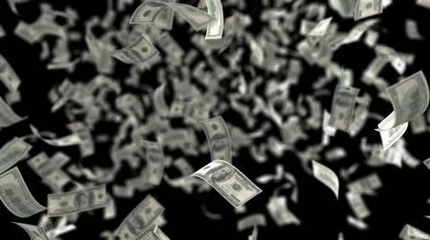 Banknotes Falling Slowly on a Black Background Video stock 68769840