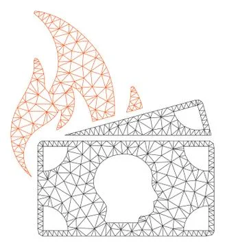 Banknotes Fire Disaster Vector Mesh 2D Model Illustrazione stock