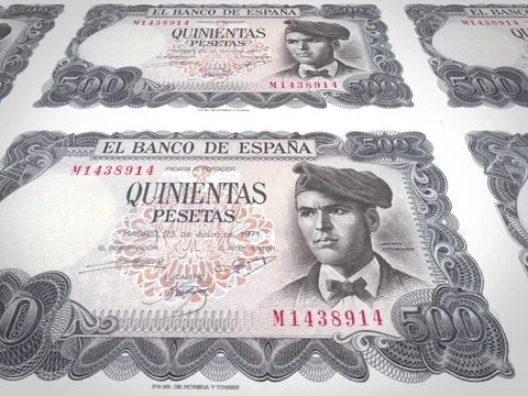 Banknotes Of Five Hundred Spanish Pesetas Spain Cash Money Loop Banknotes Of Five Hundred Spanish Pesetas Spain Cash Money Loop Clip 73706222