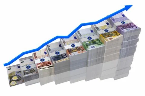 Banknotes growth chart - 3D illustration Stock-Illustration